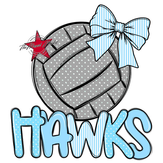 Hawks Volleyball Spirit Design-Columbia Blue