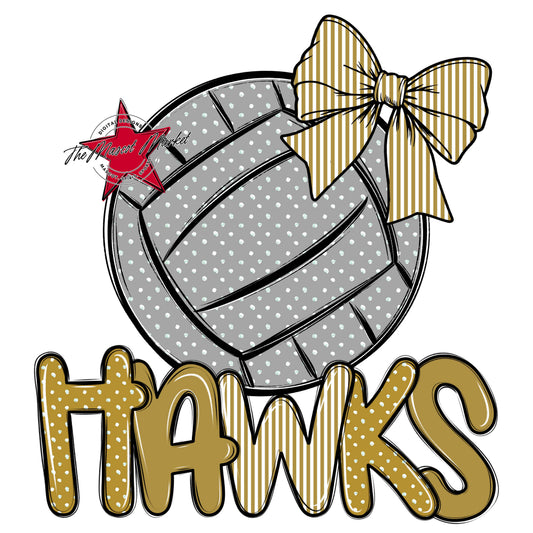 Hawks Volleyball Spirit Design-Gold