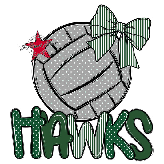 Hawks Volleyball Spirit Design-Green