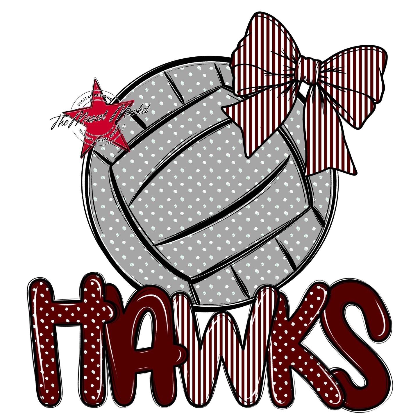 Hawks Volleyball Spirit Design-Maroon