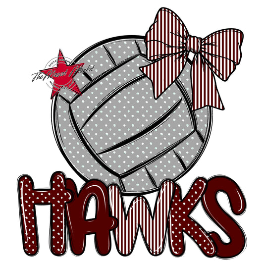 Hawks Volleyball Spirit Design-Maroon