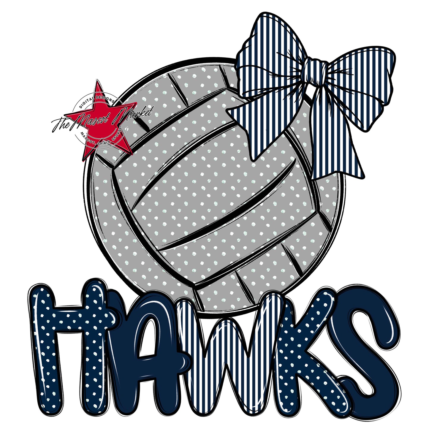 Hawks Volleyball Spirit Design-Navy