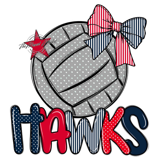 Hawks Volleyball Spirit Design-Navy & Red