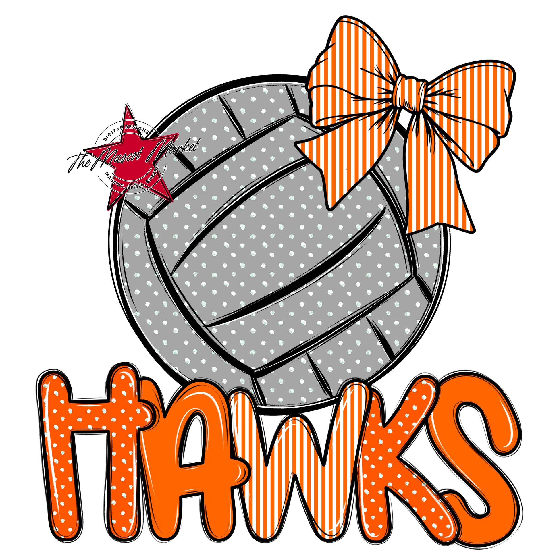 Hawks Volleyball Spirit Design-Orange