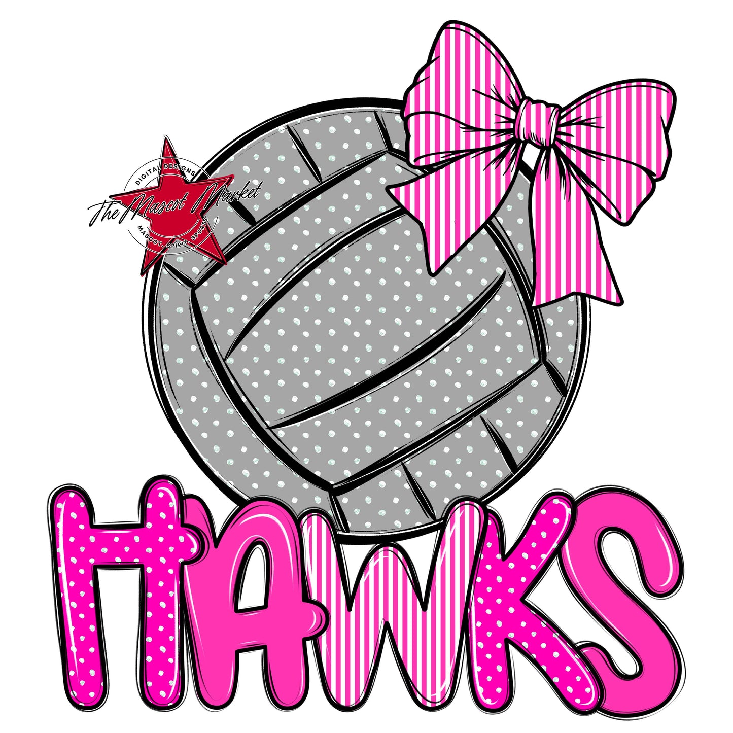 Hawks Volleyball Spirit Design-Pink