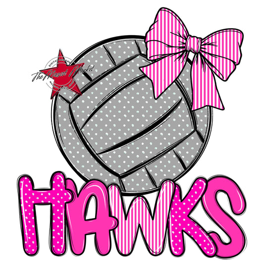Hawks Volleyball Spirit Design-Pink