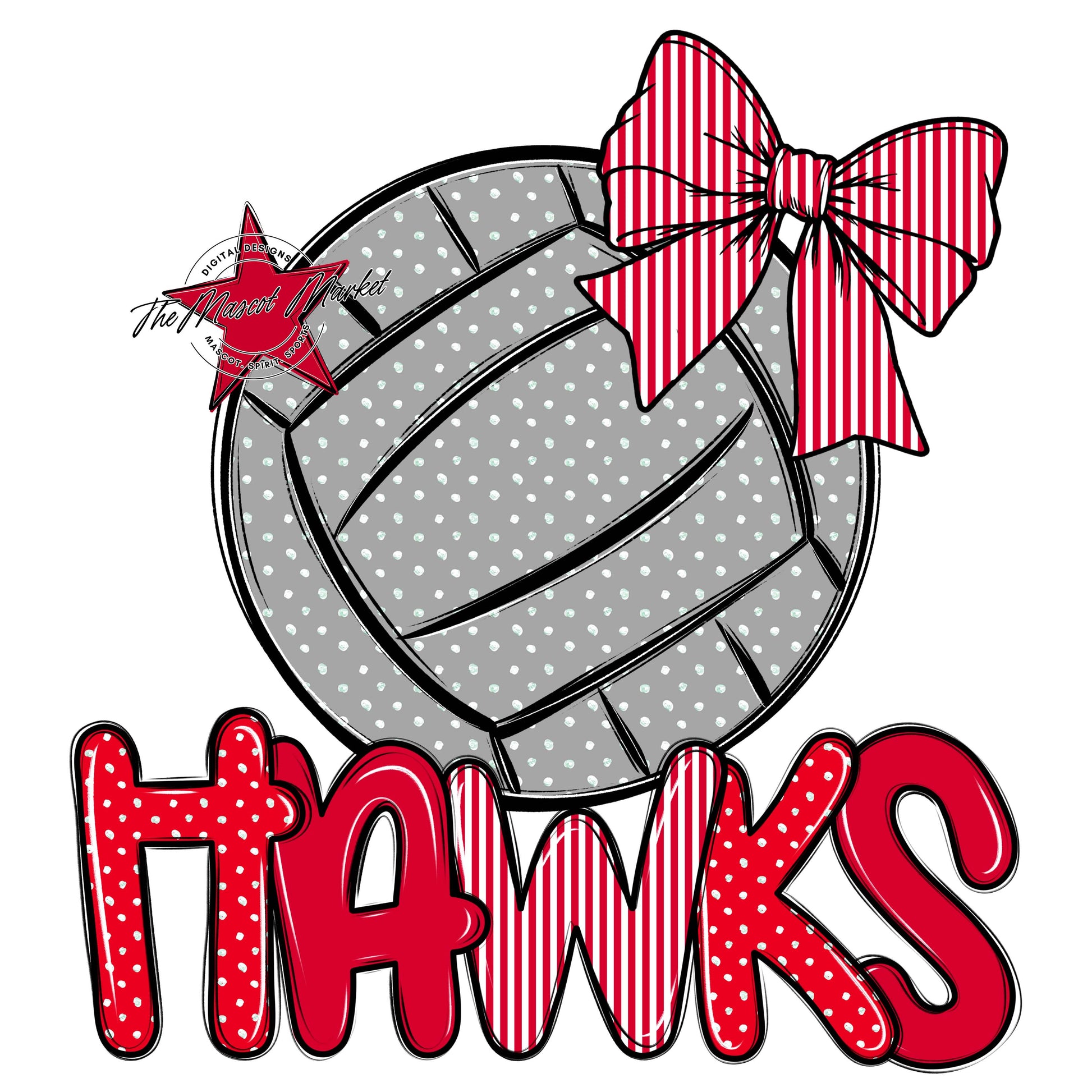 Hawks Volleyball Spirit Design-Red