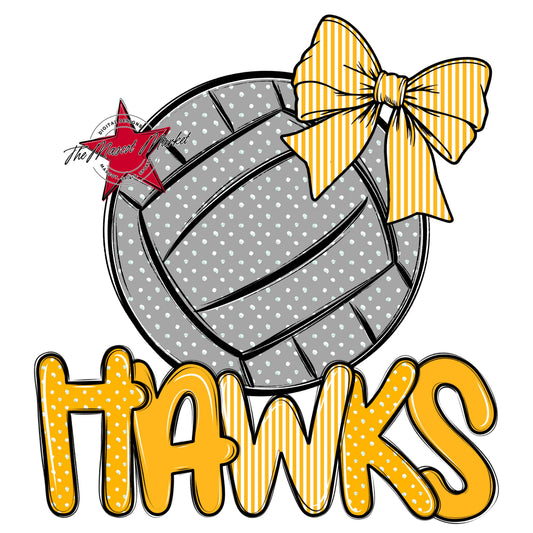 Hawks Volleyball Spirit Design-Yellow