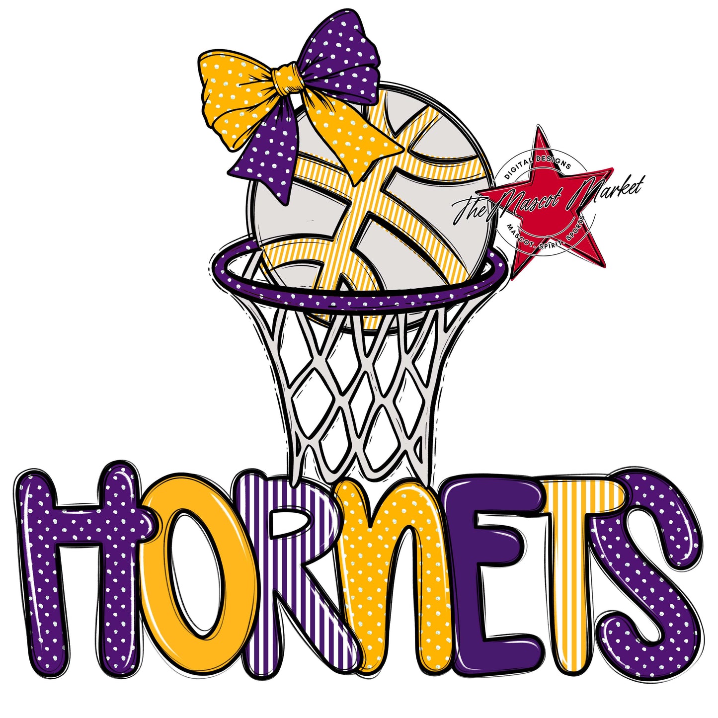 Hornets Basketball Spirit Design-Purple & Yellow