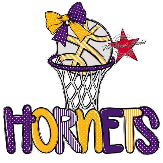 Hornets Basketball Spirit Design-Purple & Yellow