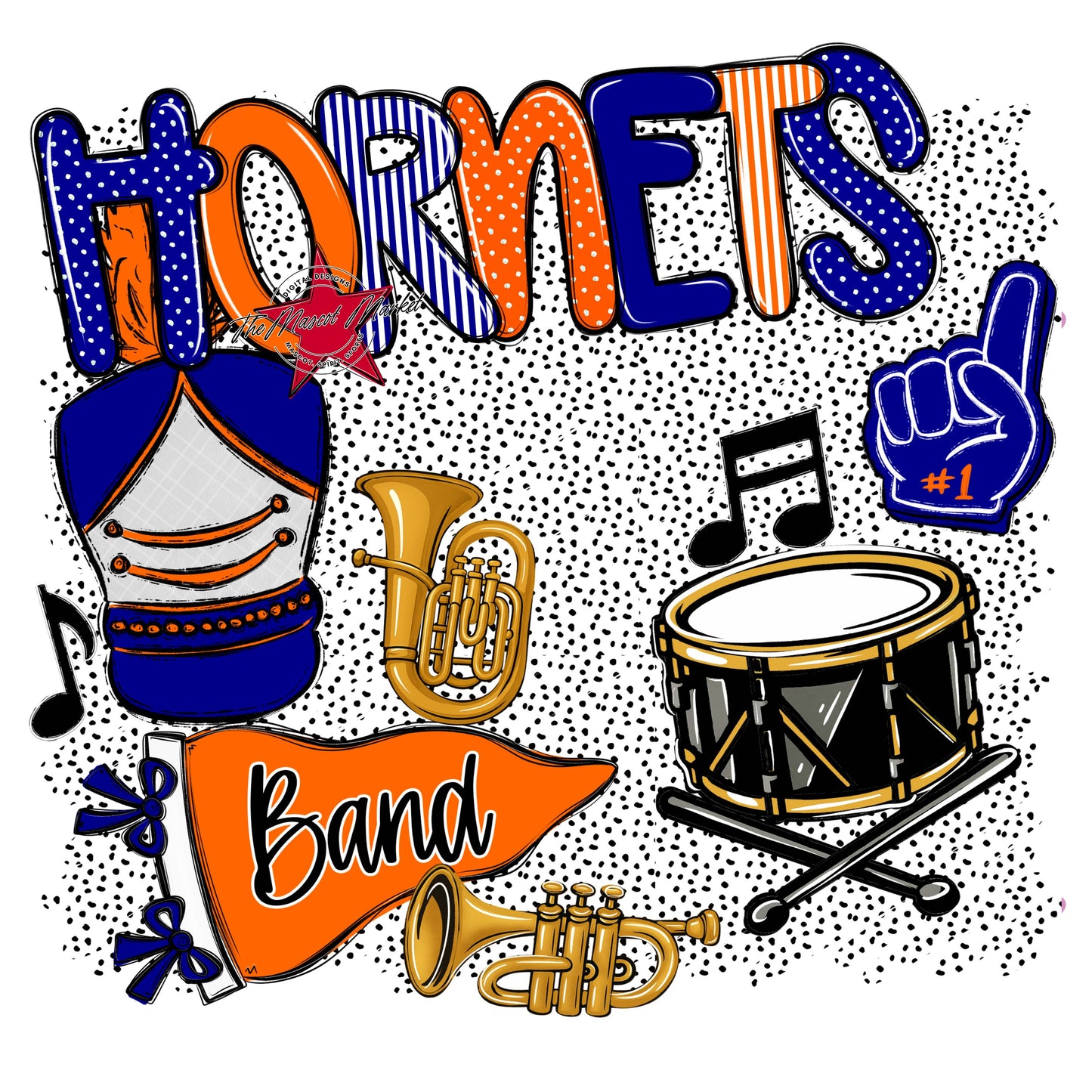 Hornets Band Spirit-Blue & Orange