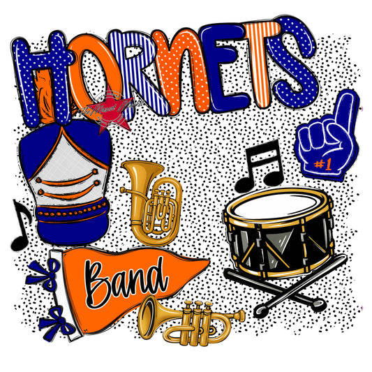 Hornets Band Spirit-Blue & Orange