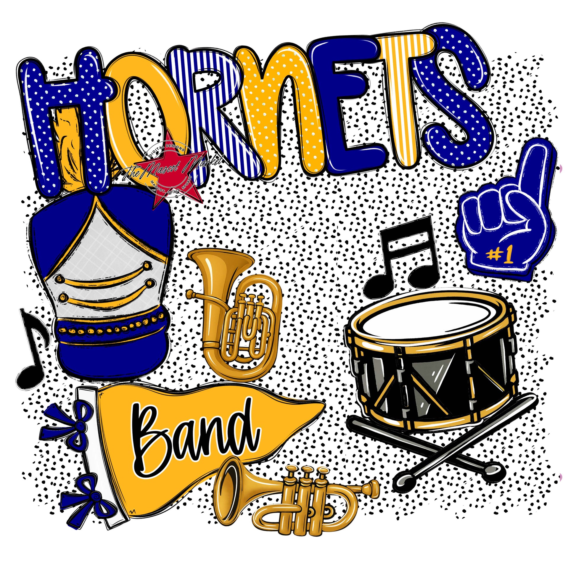 Hornets Band Spirit-Blue & Yellow