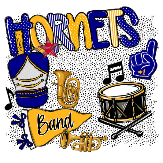 Hornets Band Spirit-Blue & Yellow