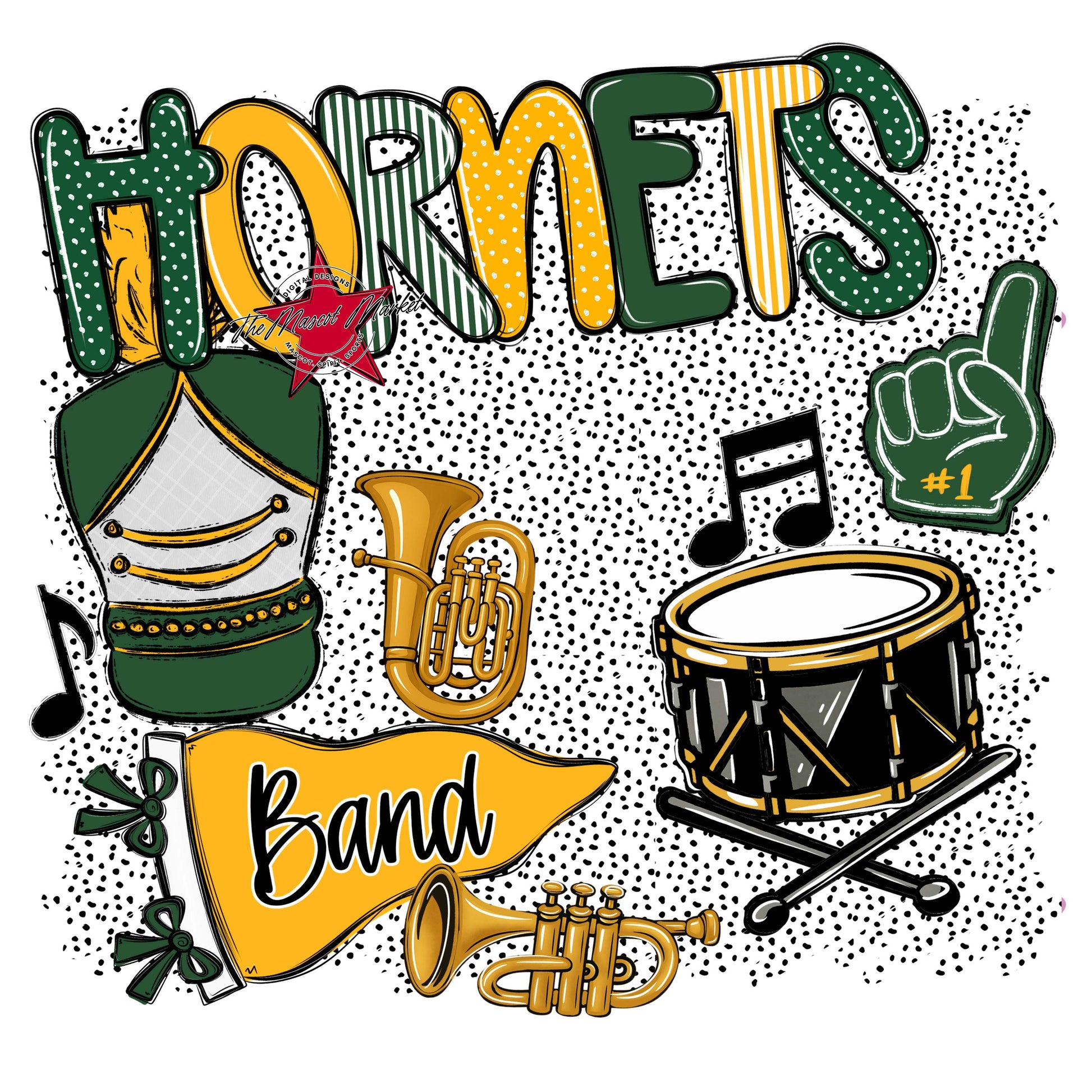 Hornets Band Spirit-Green & Yellow