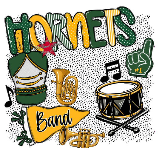 Hornets Band Spirit-Green & Yellow