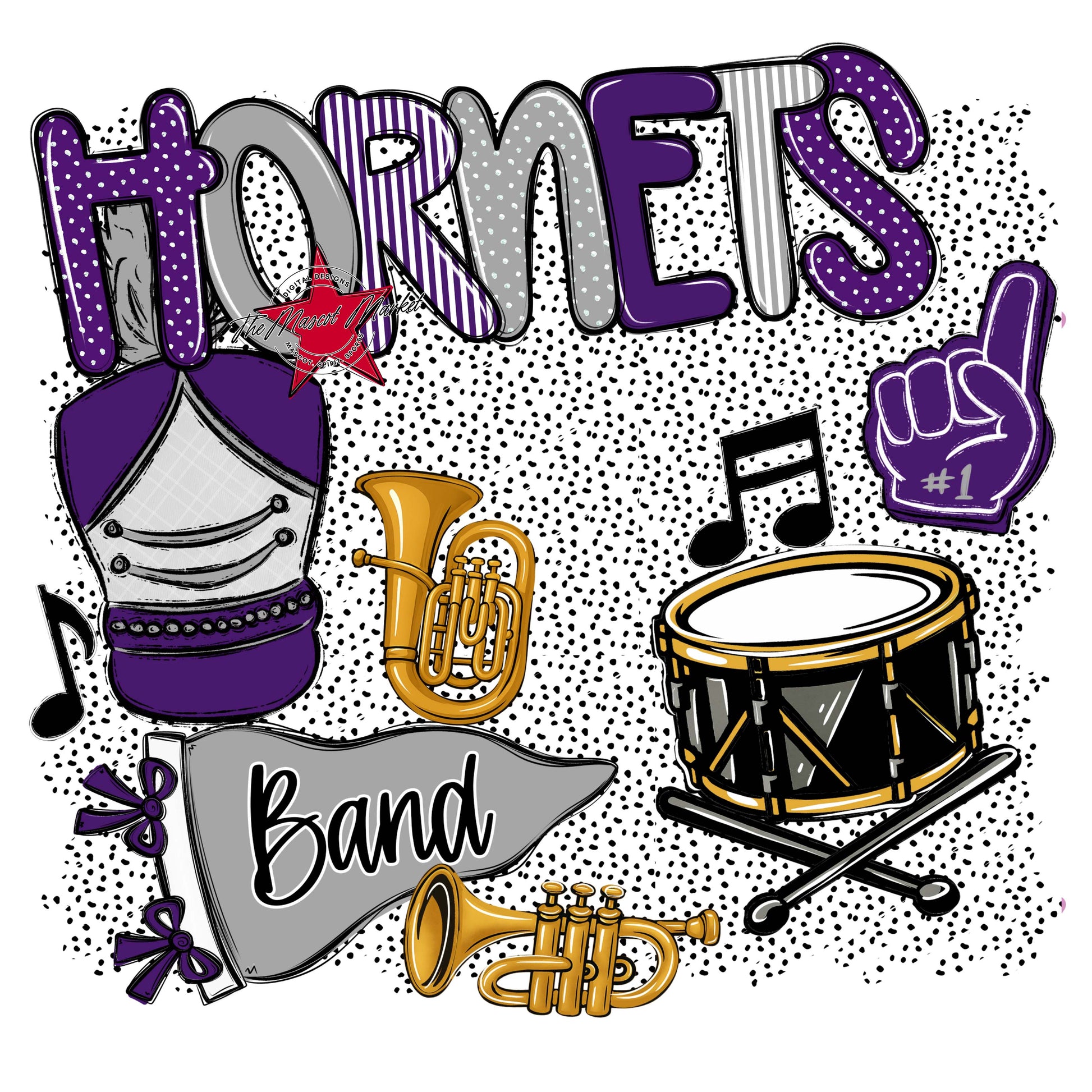 Hornets Band Spirit-Purple & Grey
