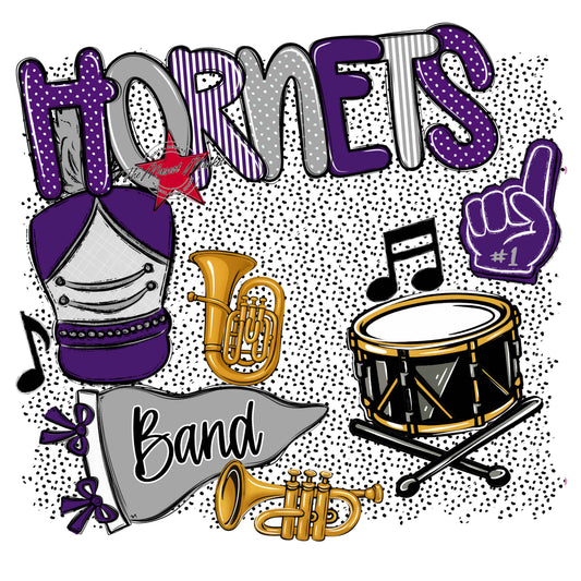 Hornets Band Spirit-Purple & Grey