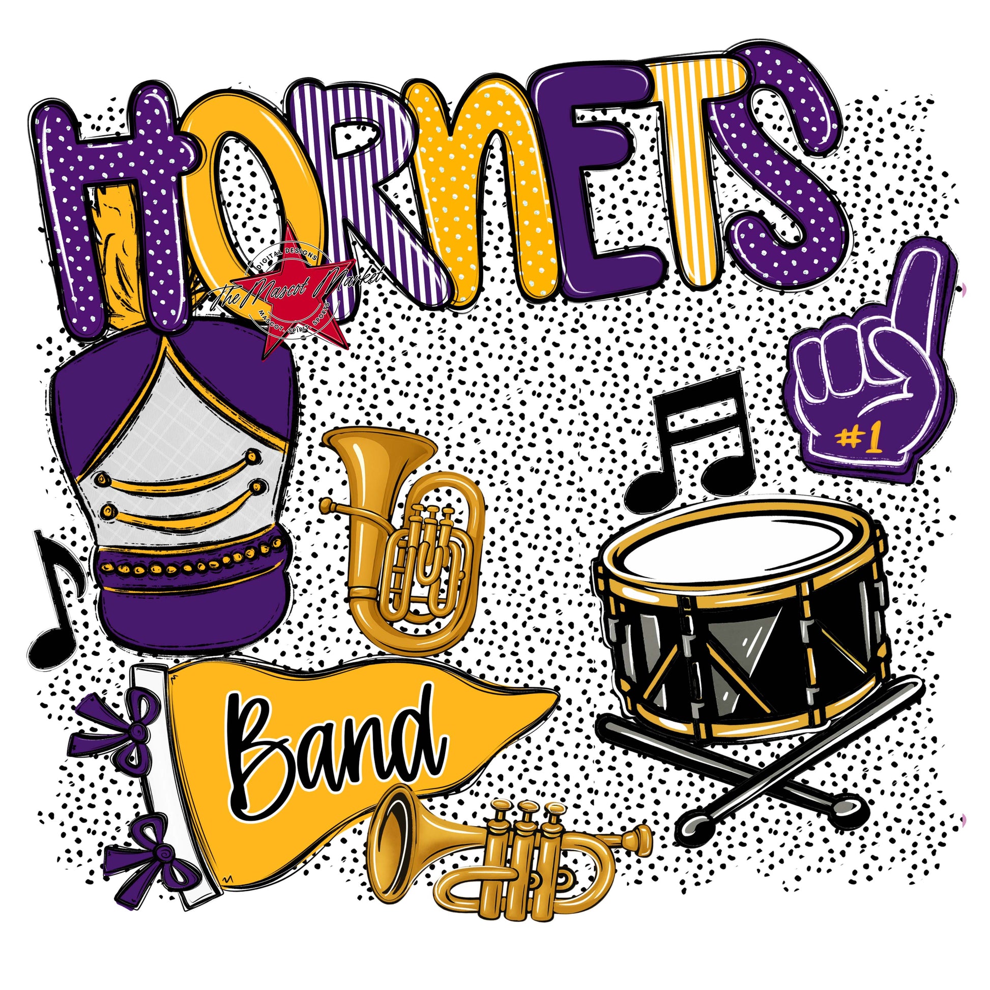 Hornets Band Spirit-Purple & Yellow