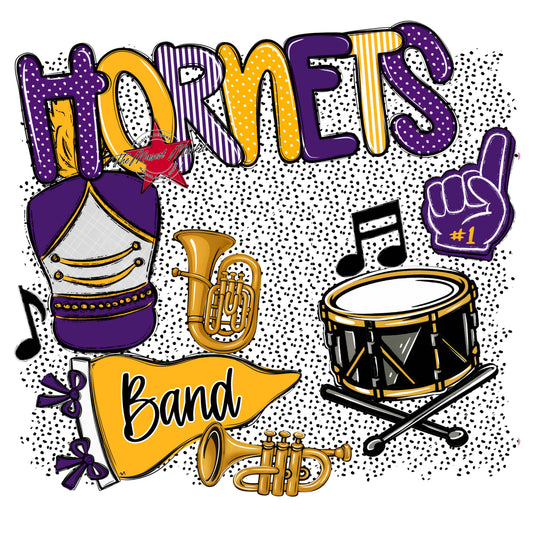 Hornets Band Spirit-Purple & Yellow