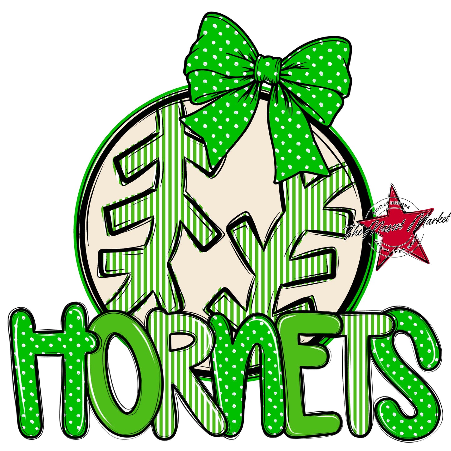 Hornets Baseball-Softball Spirit Design-Bright Green