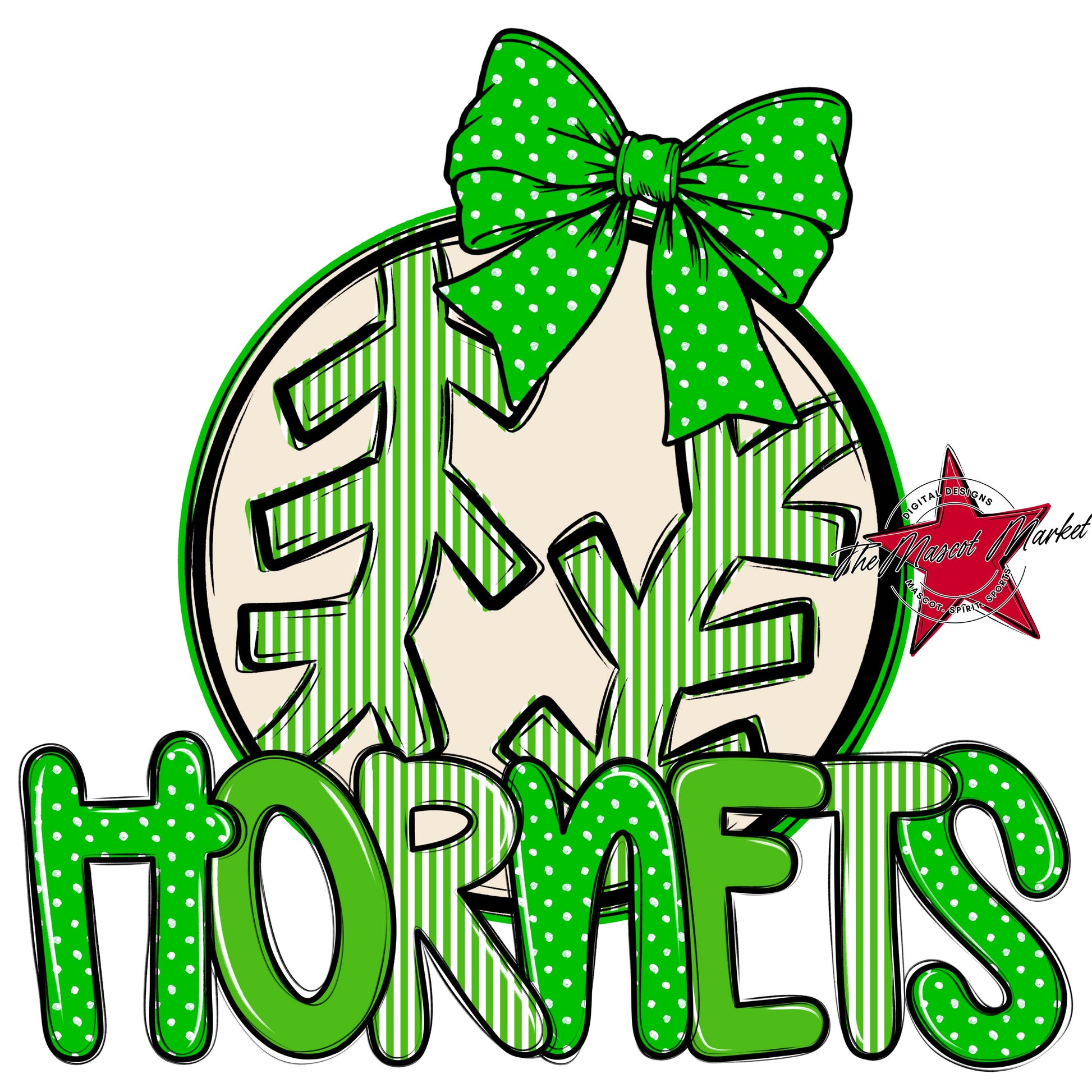 Hornets Baseball-Softball Spirit Design-Bright Green