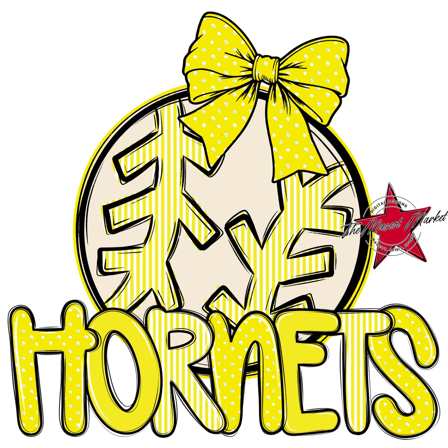 Hornets Baseball-Softball Spirit Design-Bright Yellow