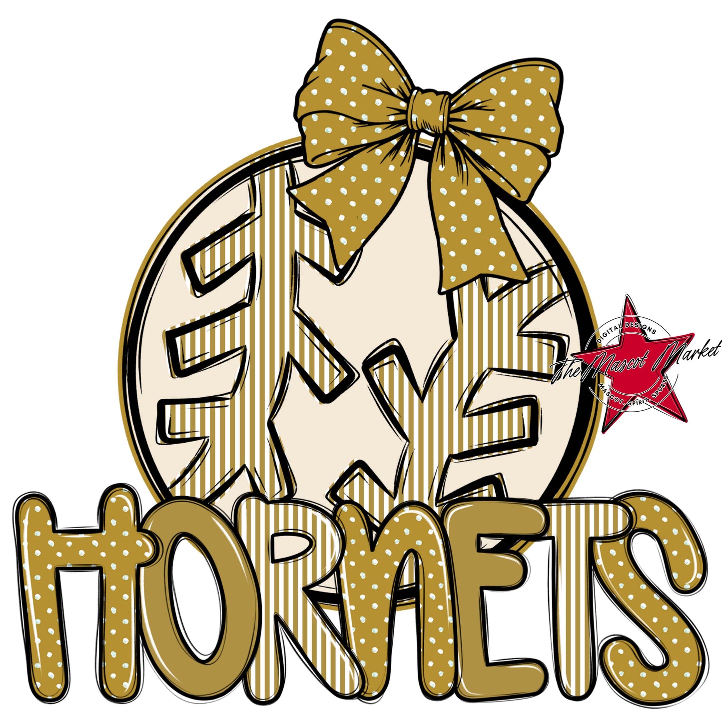 Hornets Baseball-Softball Spirit Design-Gold