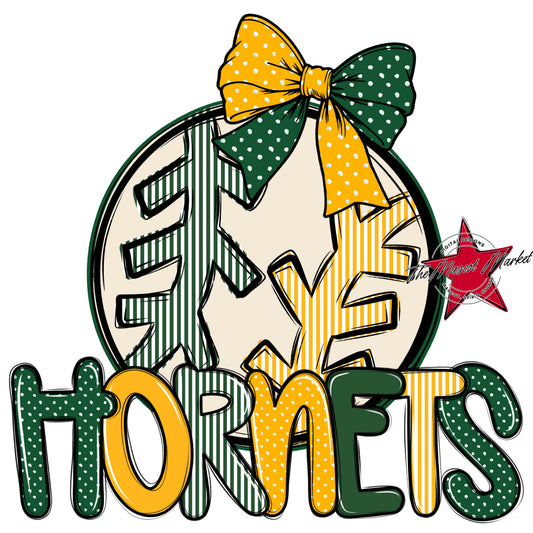Hornets Baseball-Softball Spirit Design-Green & Yellow