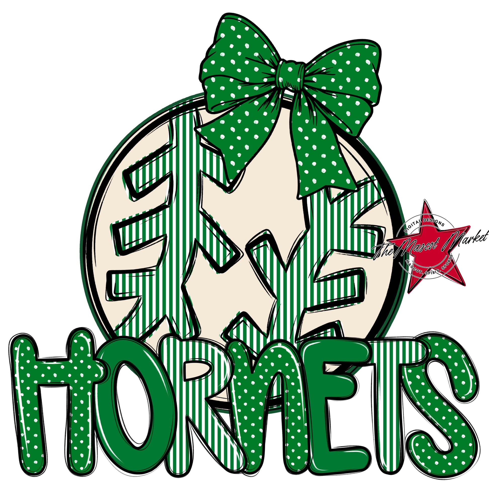 Hornets Baseball-Softball Spirit Design-Kelly Green