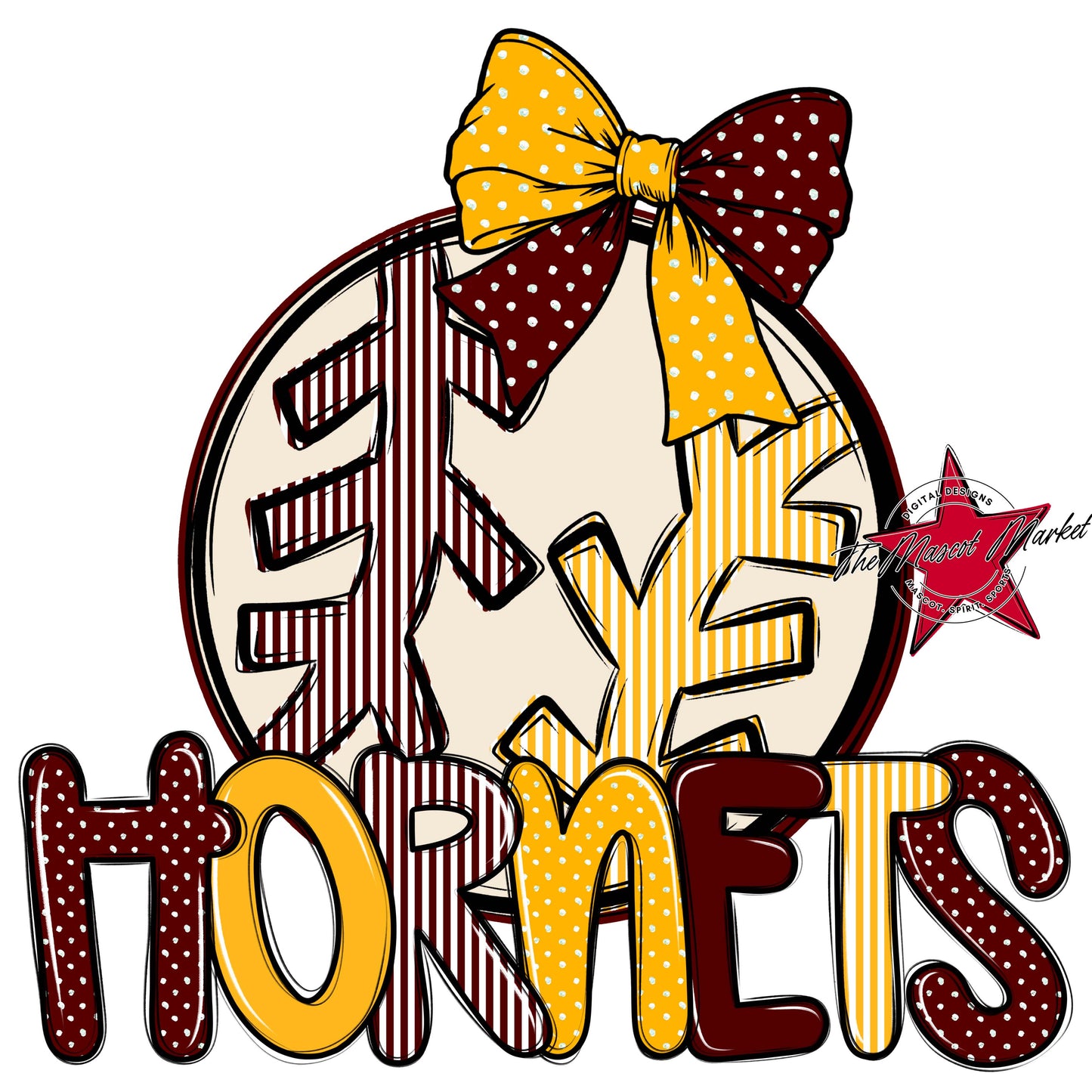 Hornets Baseball-Softball Spirit Design-Maroon & Yellow
