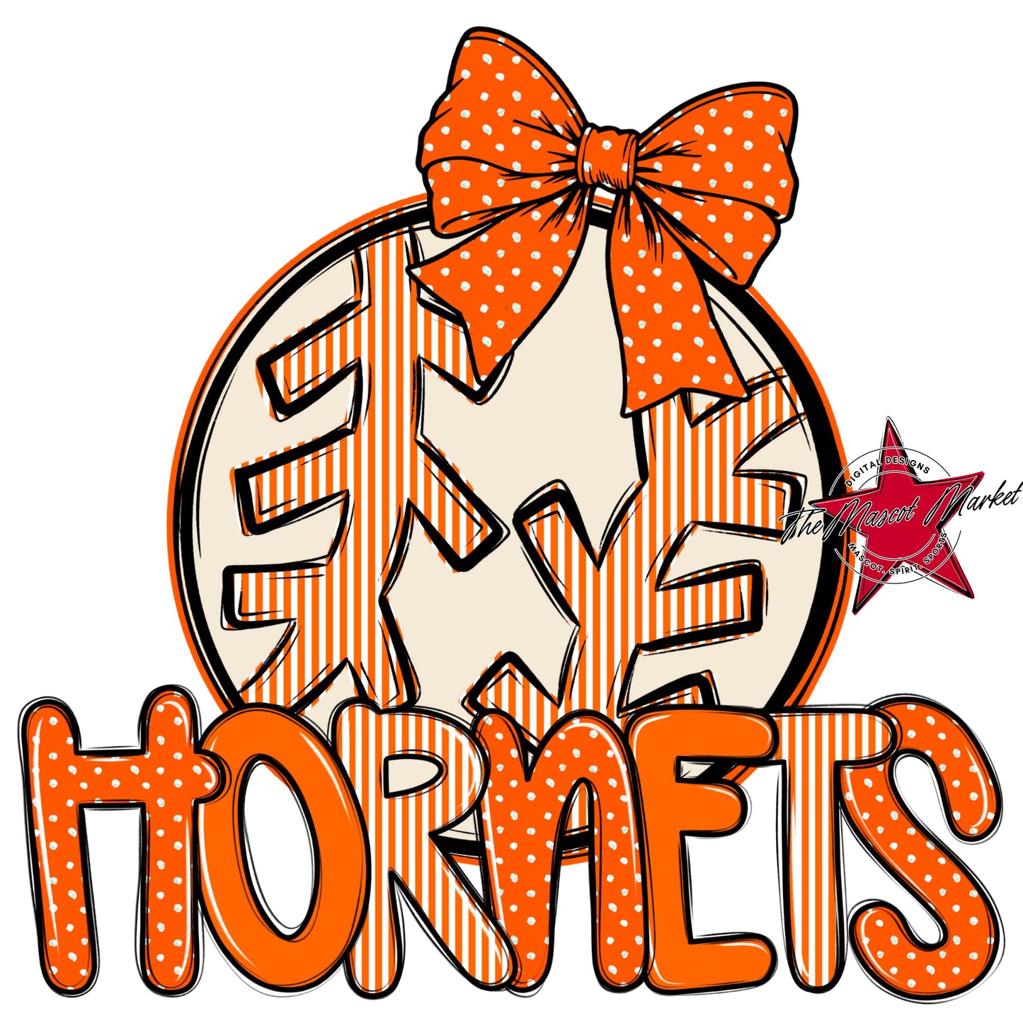 Hornets Baseball-Softball Spirit Design-Orange