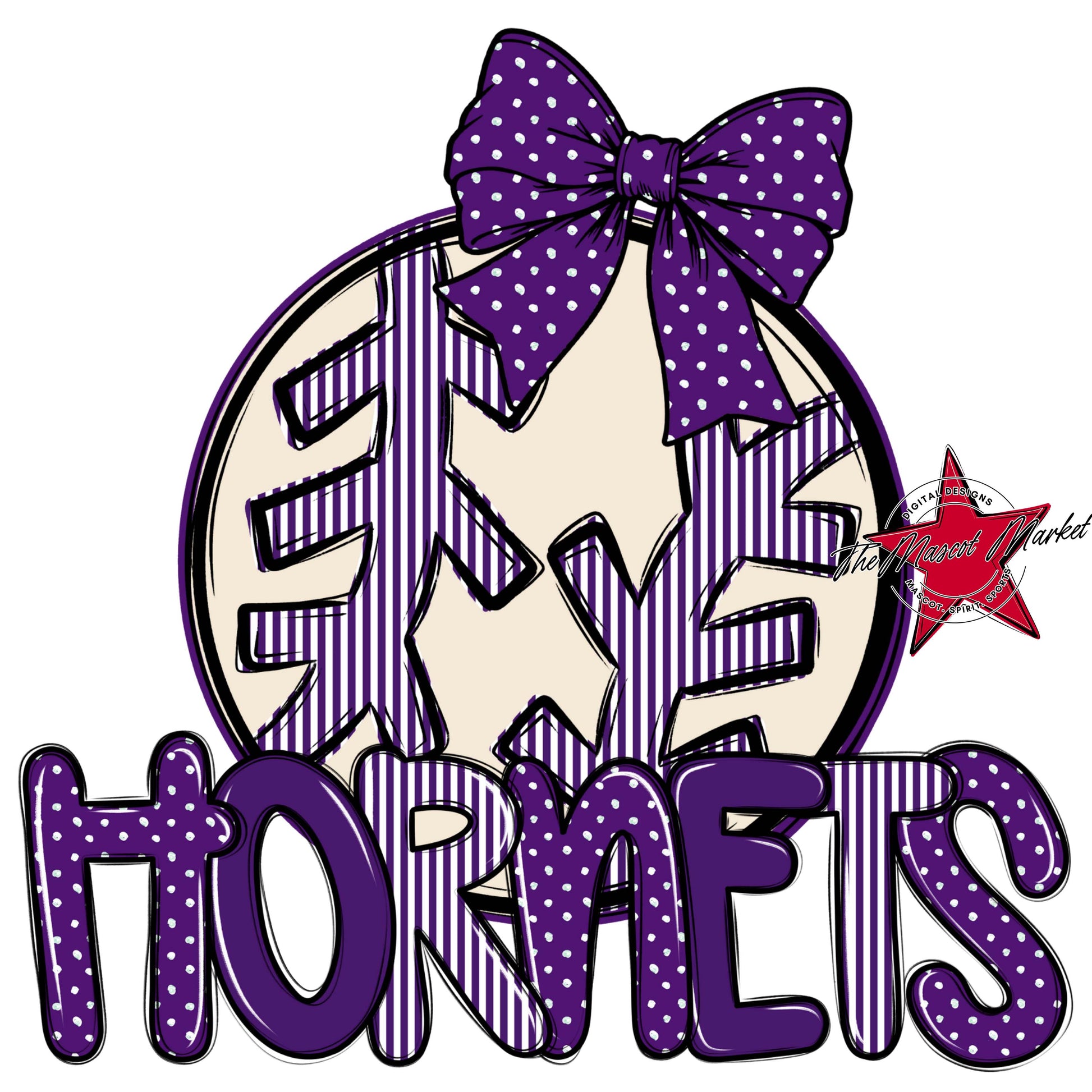 Hornets Baseball-Softball Spirit Design-Purple