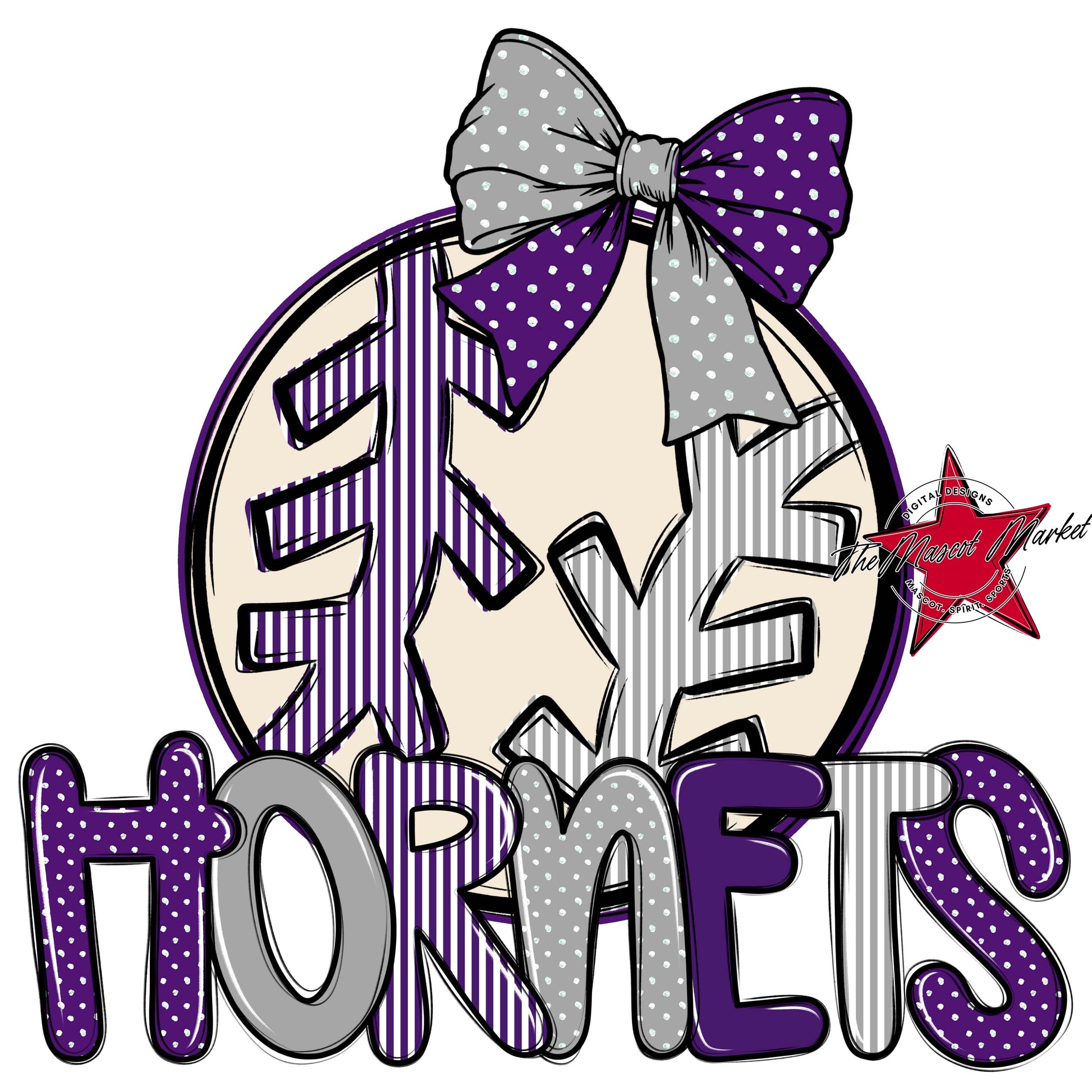 Hornets Baseball-Softball Spirit Design-Purple & Grey
