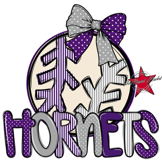 Hornets Baseball-Softball Spirit Design-Purple & Grey