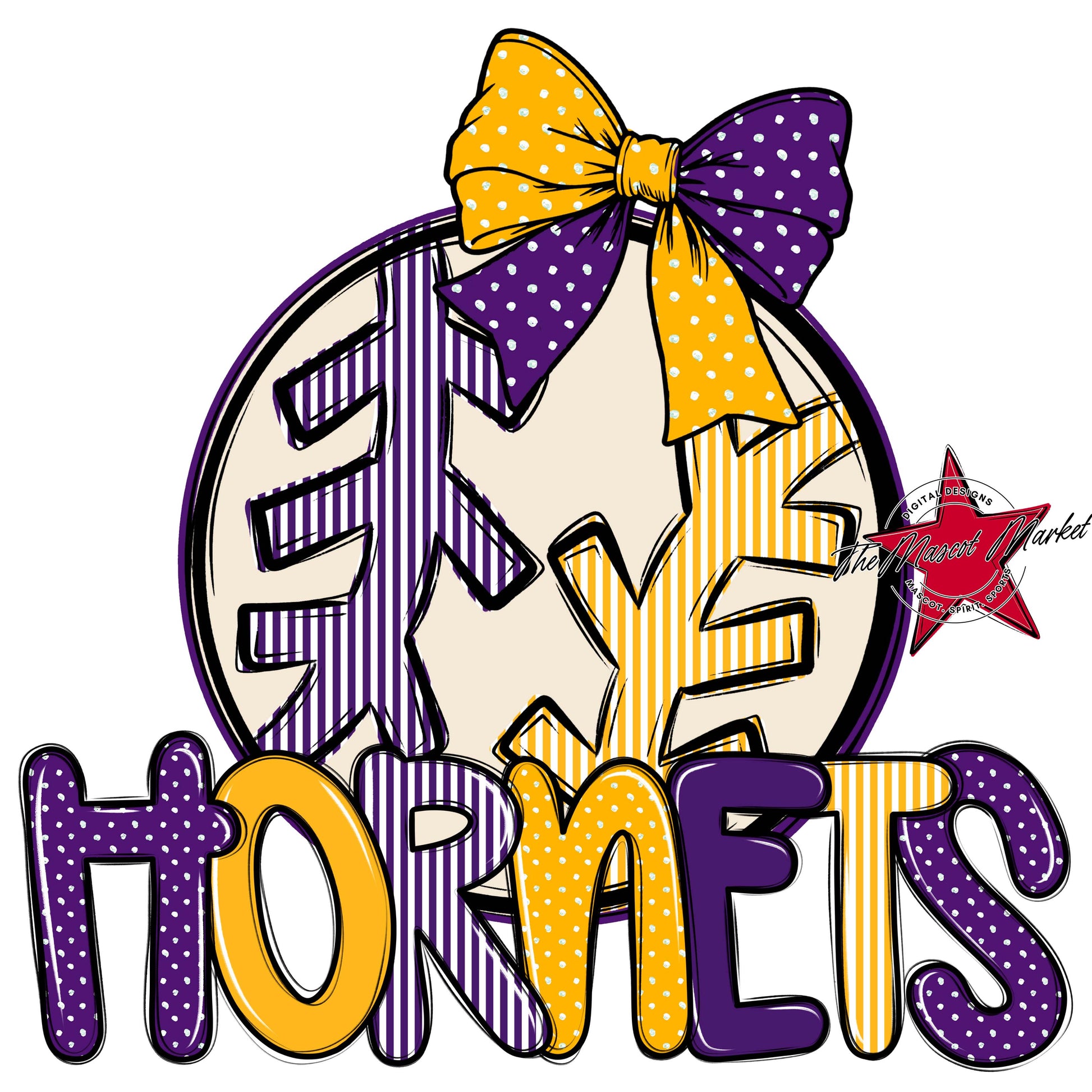 Hornets Baseball-Softball Spirit Design-Purple & Yellow