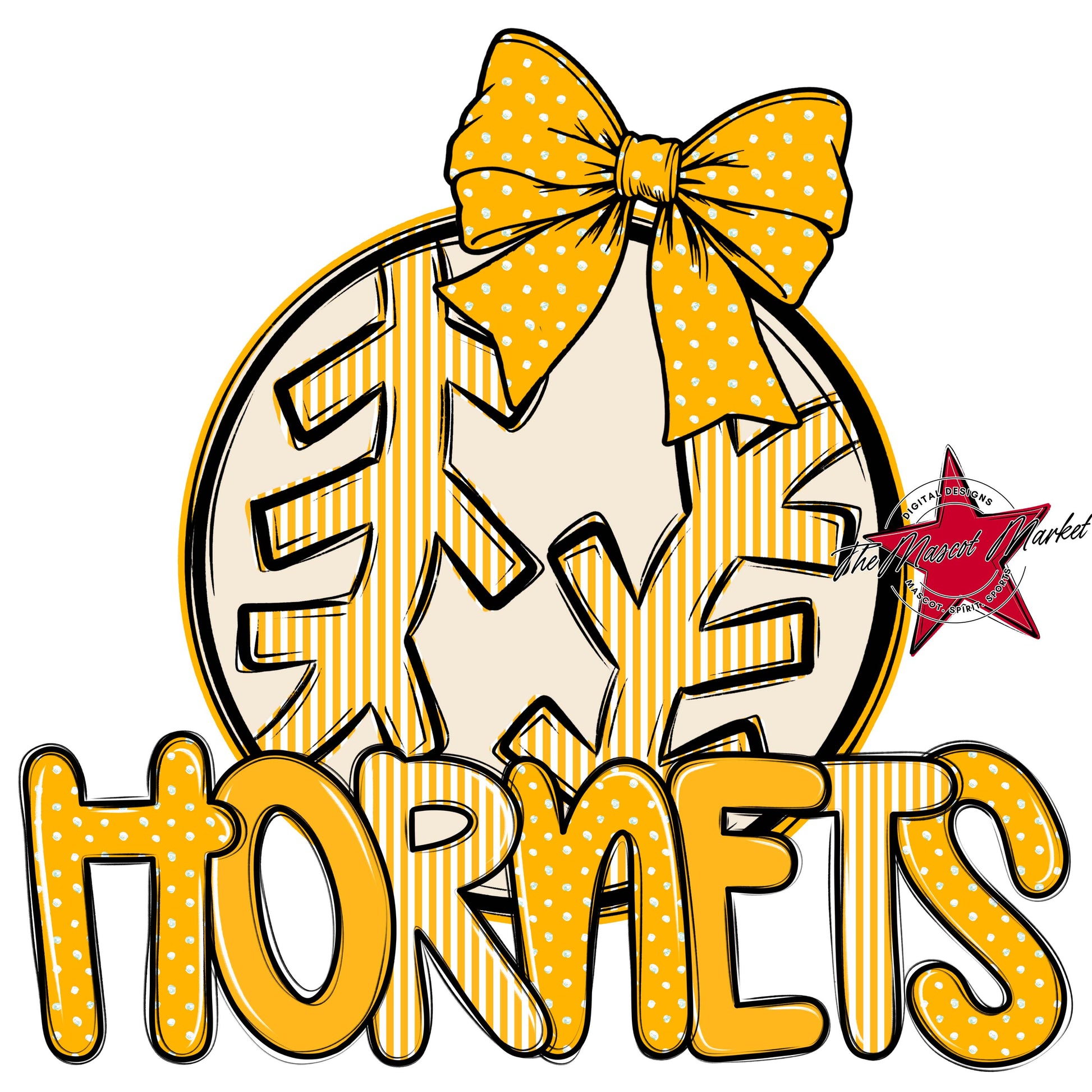 Hornets Baseball-Softball Spirit Design-Yellow