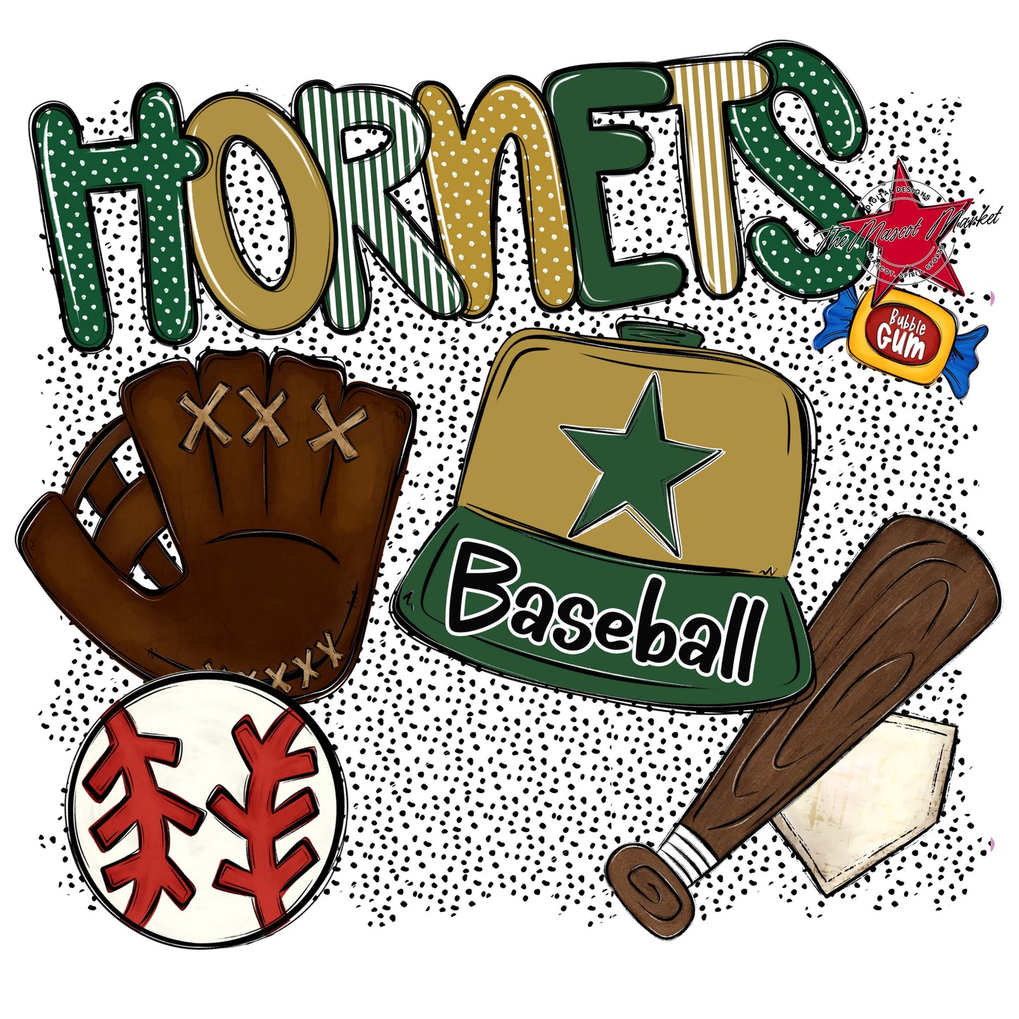 Hornets Baseball Spirit-Green & Gold