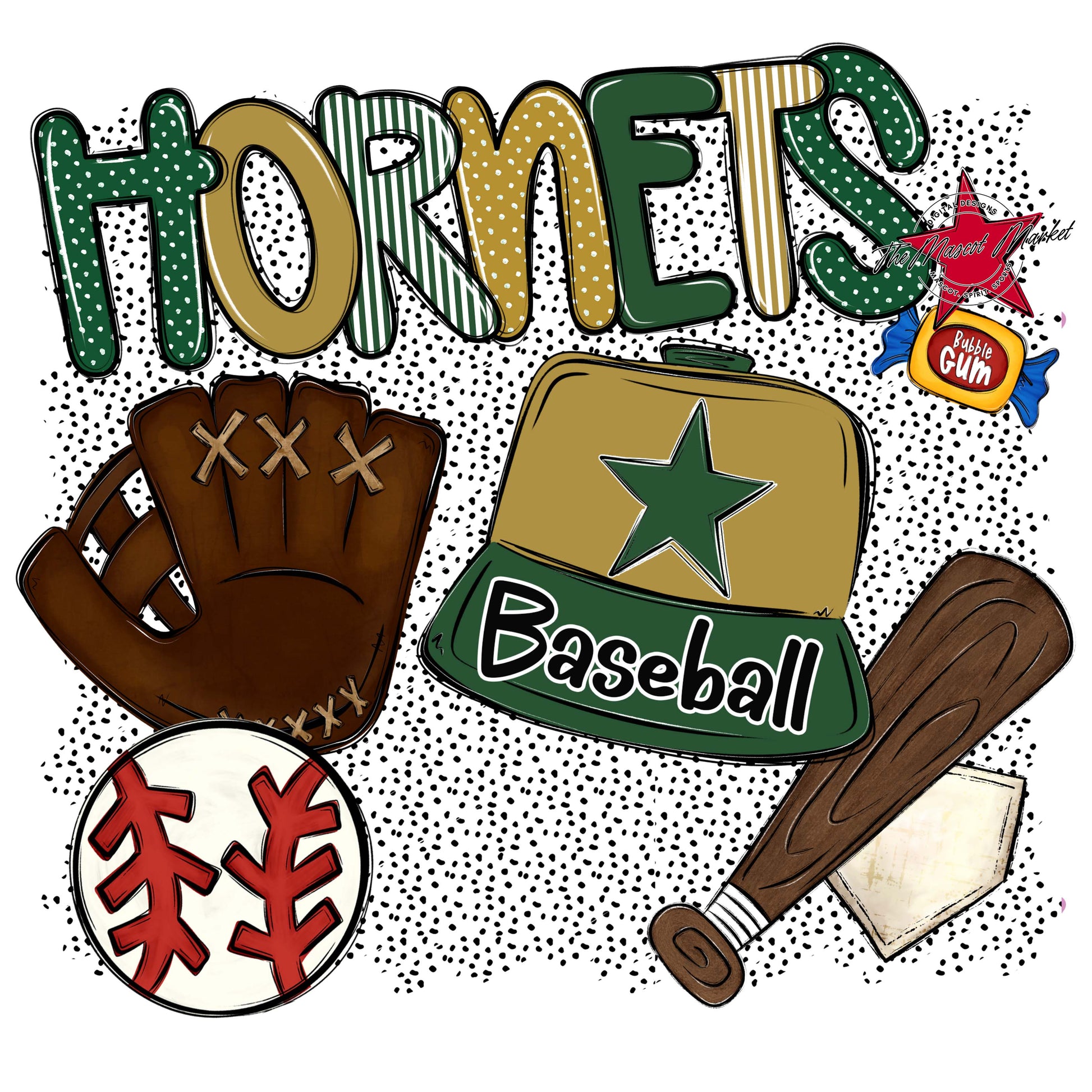 Hornets Baseball Spirit-Green & Gold