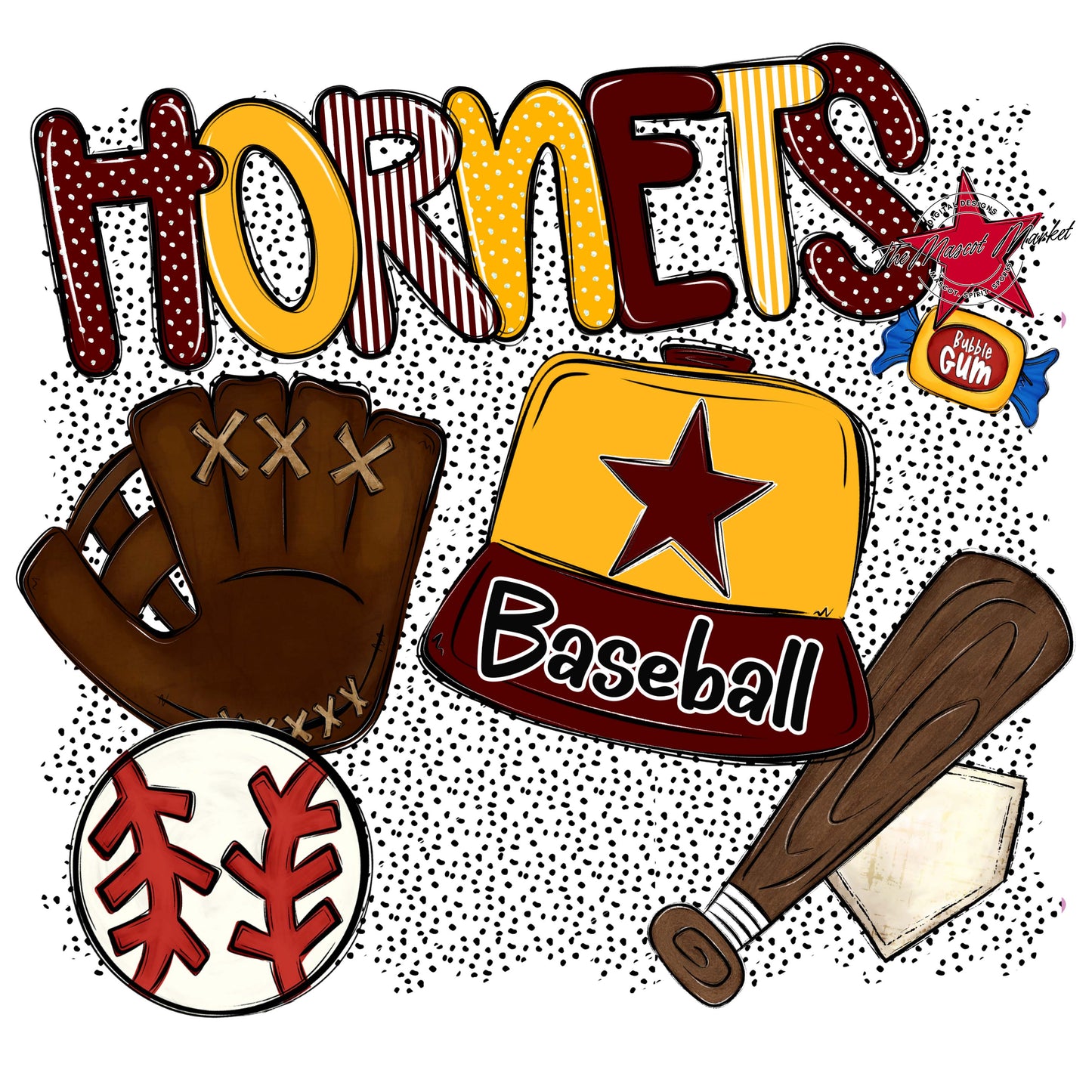 Hornets Baseball Spirit-Maroon & Yellow
