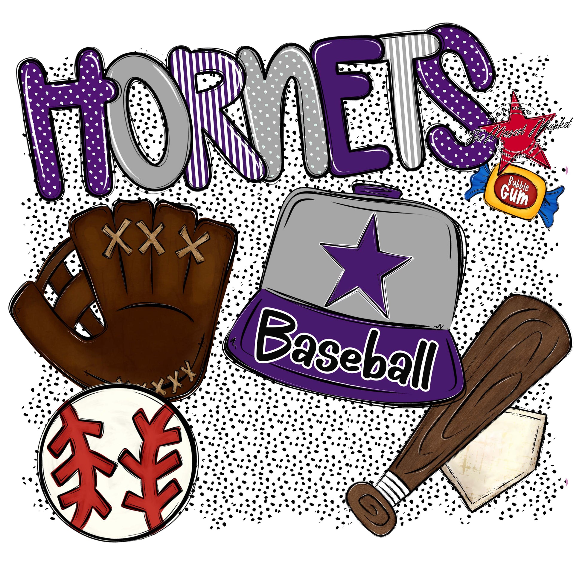 Hornets Baseball Spirit-Purple & Grey