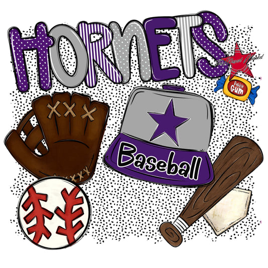 Hornets Baseball Spirit-Purple & Grey