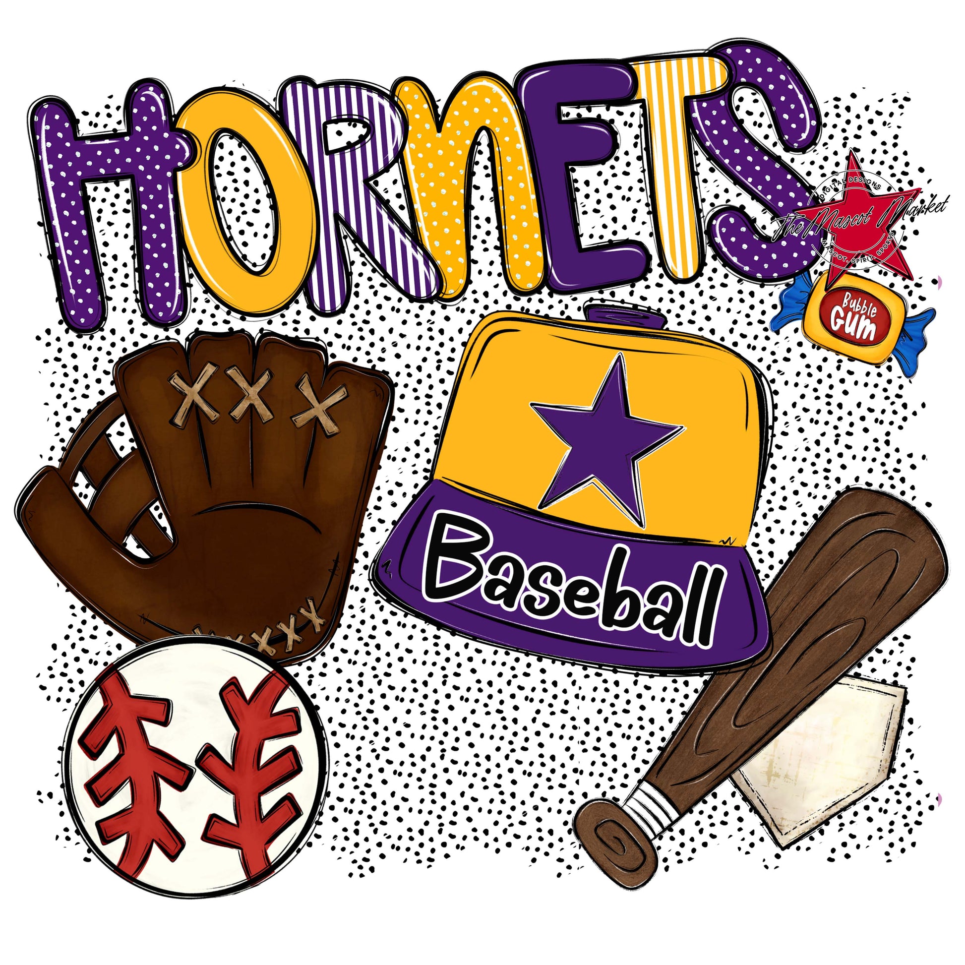 Hornets Baseball Spirit-Purple & Yellow