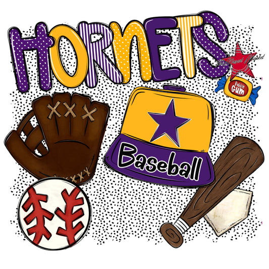 Hornets Baseball Spirit-Purple & Yellow