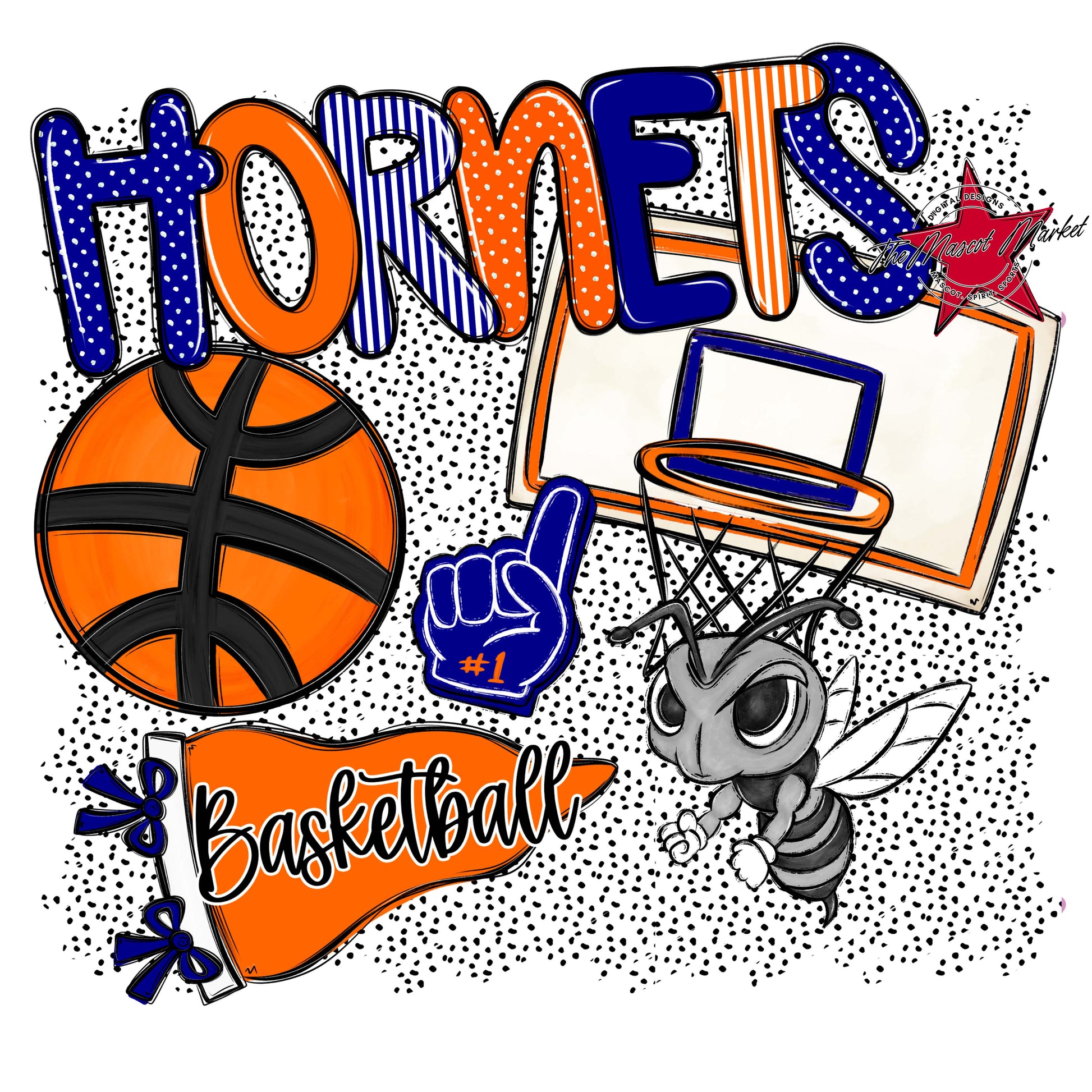 Hornets Basketball Spirit-Blue & Orange