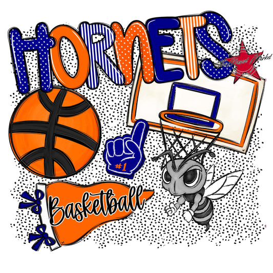 Hornets Basketball Spirit-Blue & Orange