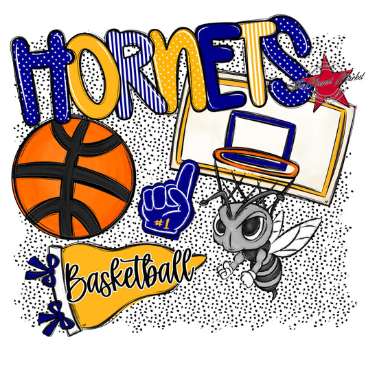 Hornets Basketball Spirit-Blue & Yellow