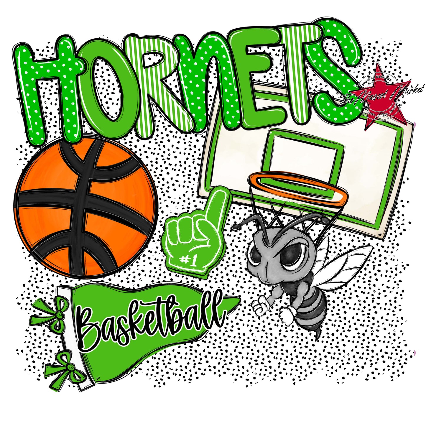 Hornets Basketball Spirit-Bright Green