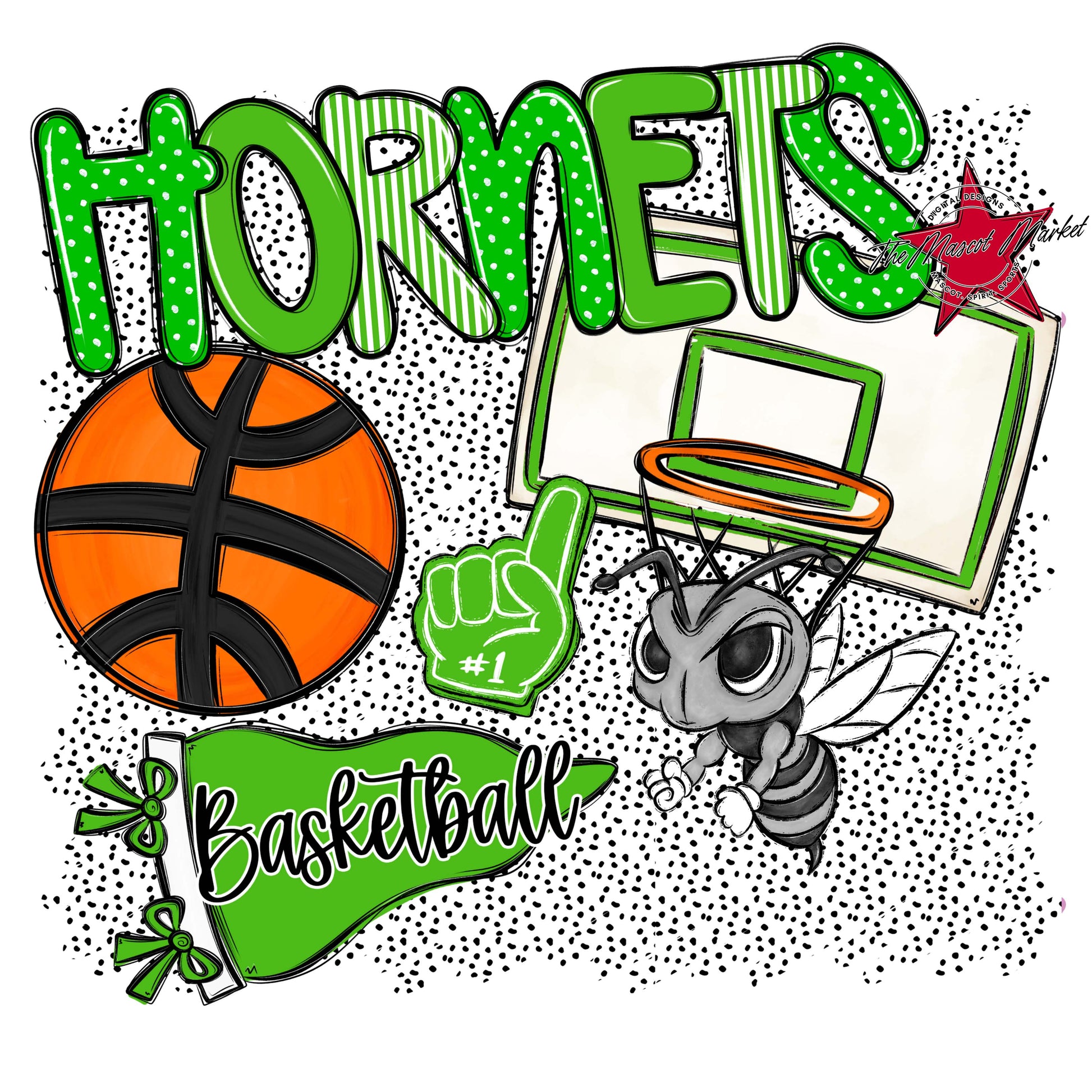 Hornets Basketball Spirit-Bright Green