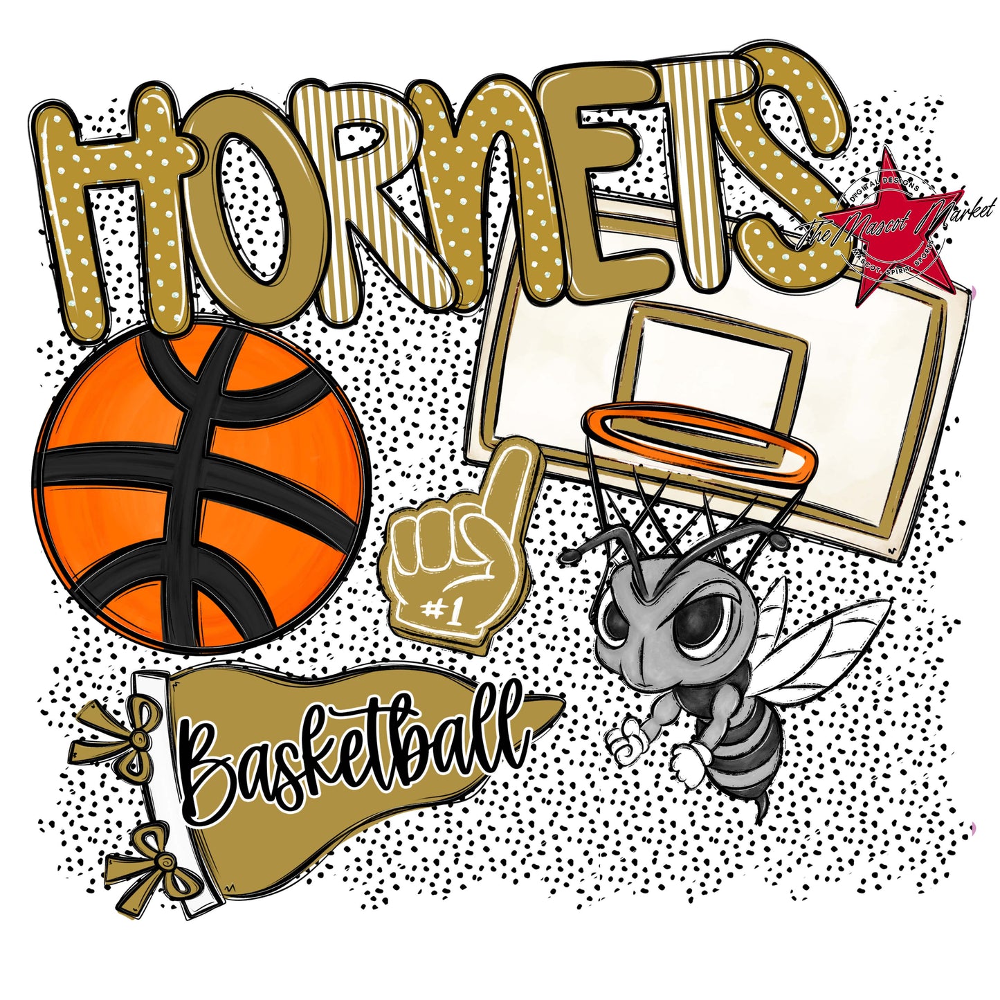 Hornets Basketball Spirit-Gold
